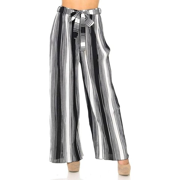 Aulin'e Collection Womens Accordion Pleated High Waisted Wide Leg Palazzo Pants - Picture 4 of 6